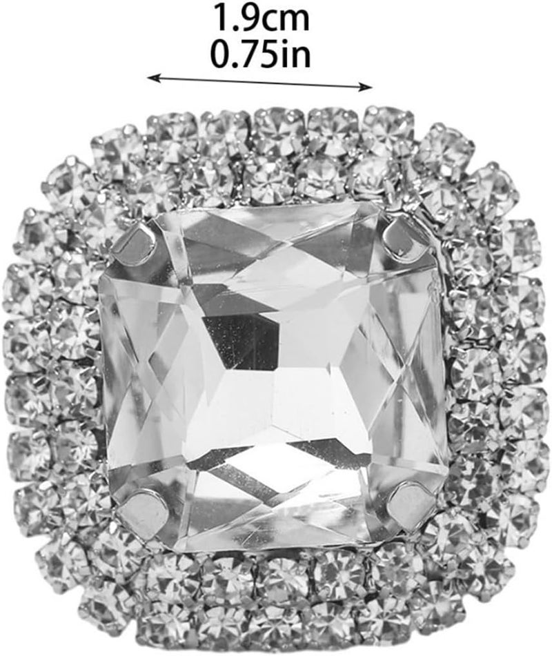 IS4U Sparkling Rhinestone Ring Bohemia Thick Large Oval Geometric Ring Square Princess Rings Fashion Heart Zircon Crystal Ring Prom Wedding Party Ball Rings for Women - Image 5